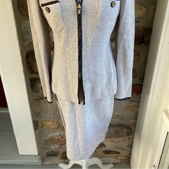 St. John Vintage Suit Set Blazer Pencil Skirt Muslin Tweed - Picture 3 of 16